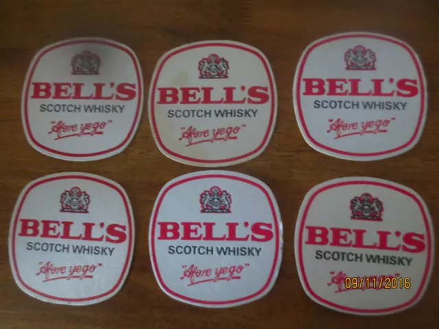 6  X  BELL,S  SCOTCH WHISKY 1980,s Issue collectable COASTERS Thick