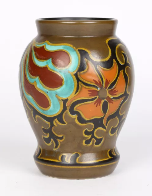 Plateelbakkerij Zuid-Holland 'PZH' Dutch Gouda Art Deco Silvia Pattern Vase