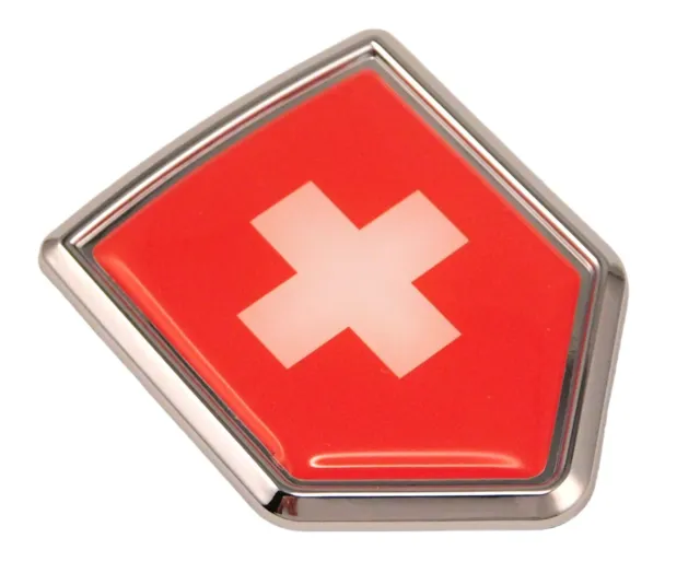 Switzerland Swiss Decal Flag Car Chrome Emblem Sticker 2