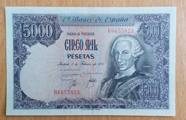 Spain 5000 pesetas King Carlos III  note issued 1976 High Grade