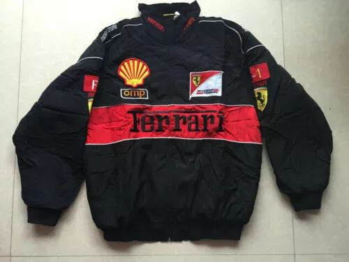 Hot New FERRARI Black Embroidery EXCLUSIVE JACKET suit F1 team racing//