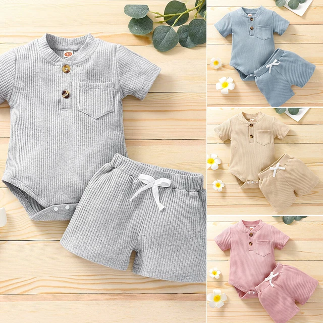Newborn Baby Girl Boy Summer Clothes Romper Tops Jumpsuit Shorts Pants Outfits