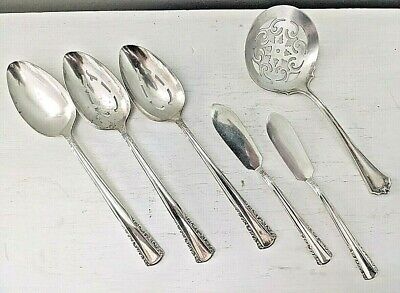 Mixed Set of 6 Pieces of Vintage Silver Plated Serving Spoons & Butter Knives