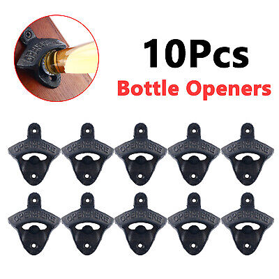 10 X  Bottle Opener Cast Iron Wall Mount For Beer Coke Soda Bottle Openers New!!
