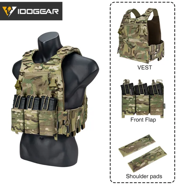 IDOGEAR táctico FCSK 3.0 FERRO portador de placas de liberación rápida 5.56 Camo