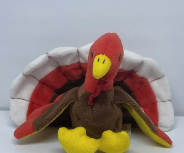 Ty Beanie Baby "Gobbles" The Turkey 1996 Tag Errors Mint Retired Rare Pvc