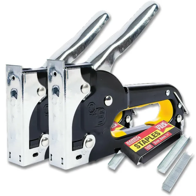 2 Sets Fastener Tool Kit Tacker Heavy Duty Staple Gun Stapler With 1000 Staples