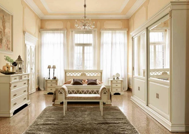 Lit + 2x Table de Chevet 3 Parties Chambre à Coucher Set Luxe Design