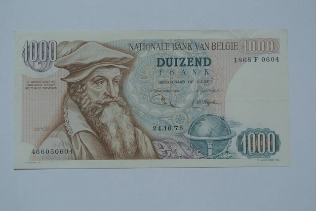 Belgique - 1000 Francs - 24 OCTOBRE  1975 TTB pas de trou èpingle
