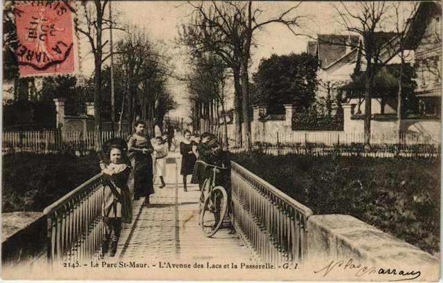 CPA Le Parc St-MAUR L'Avenue des Lacs et la Passerelle (65690)