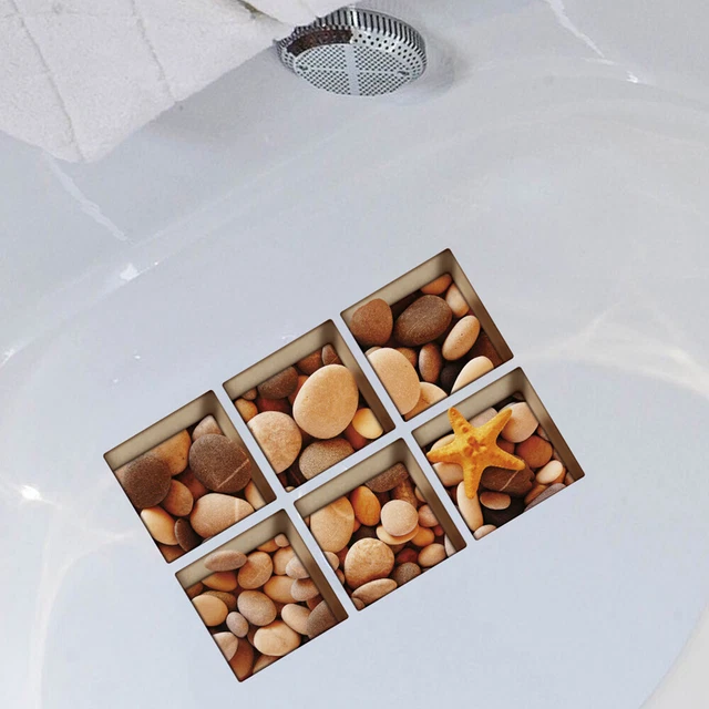 6 pegatinas 3D antideslizantes impermeables extraíbles calcomanías de pared para bañera