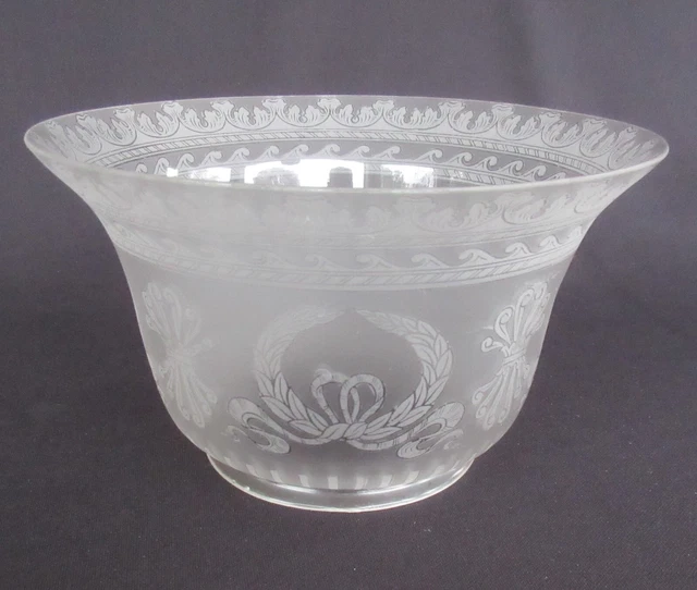 Vintage Gas Oil Etched Glass Lamp Shade Art Nouveau Victorian w/ 4" Fitter SH756