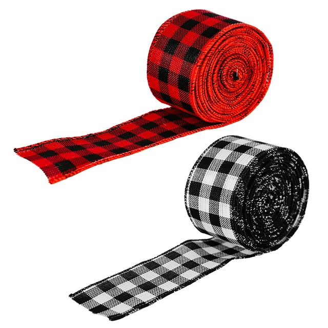 2m/roll Lattice Cotton Ribbon Roll Christmas Decorate Gift Packing Crafts Strips