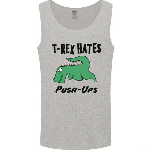 T-Rex Hates Push Ups Funny Gym Dinosaurs Mens Vest Tank Top