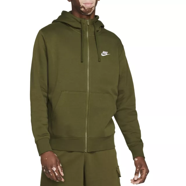 Nike Felpa da Uomo con Cappuccio e Full Zip Club Fleece Verde Codice BV2645-327