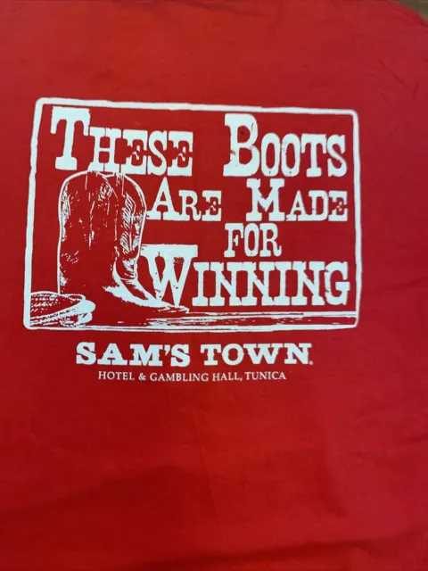 Sam’s Town Tunica XL T Shirt These Boots Are Made For Winning Jackpot Winner Red