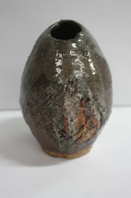 Australian Pottery Vintage Wood Fired Sgraffito Vase Mid Century Studio Ware