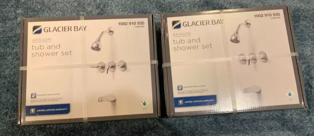 Glacier Bay HD834X-0001 Aragon 3-Handle 1-Spray Tub Shower Faucet - Brand New