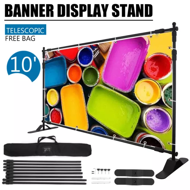 10x8Ft Banner Stand Retractable Step And Repeat Stand Backdrop Banner Adjustable