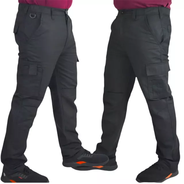 Pantalones de trabajo de carga de combate negros para hombre bolsillos con almohadilla para la rodilla resistentes resistentes