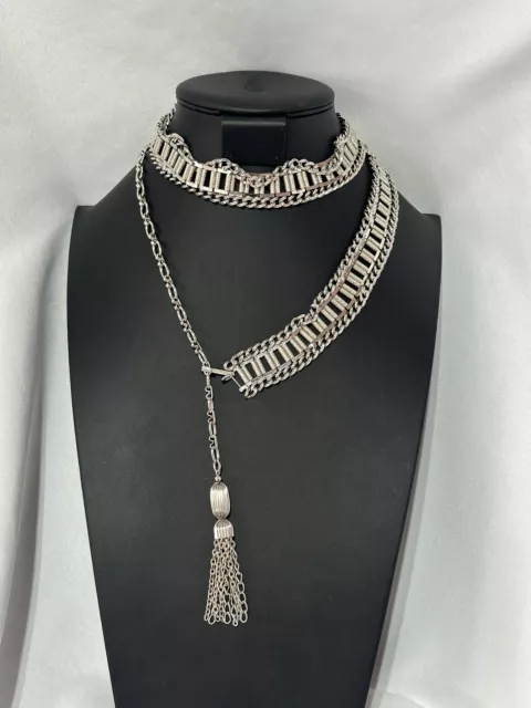 BODY CHAIN  Unsigned  Silver  Triple Link  Mesh  STATEMENT