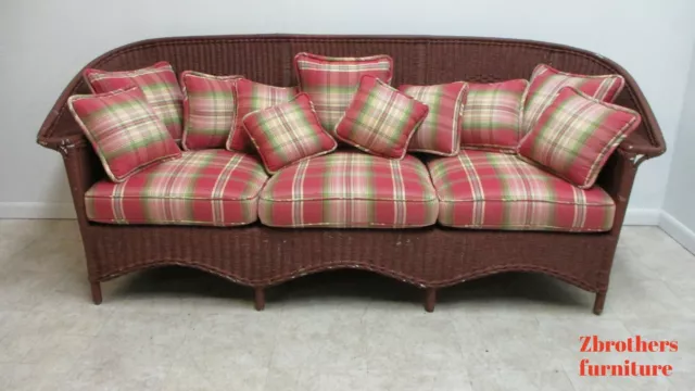 Antique Art Deco Wicker Patio Living Room Sofa Couch Love Seat Settee
