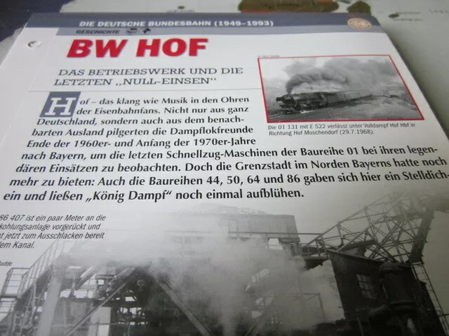 Deutsche Eisenbahngeschichte DB bis 1993 BW Hof letztes 01 BW