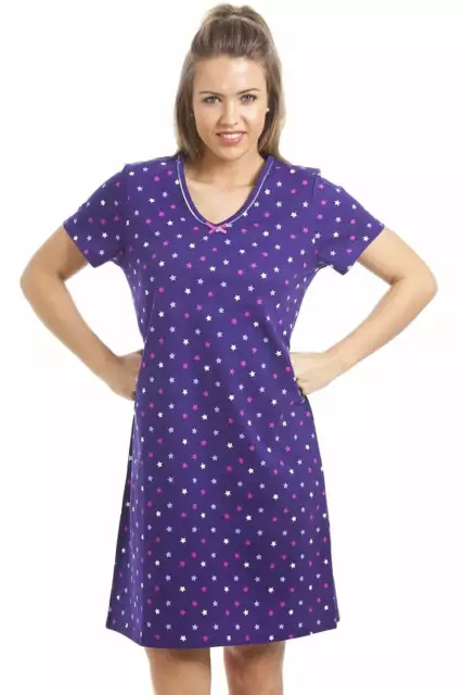 Camille Womens Soft Cotton Summer Nightdresses - Various Colours & Prints