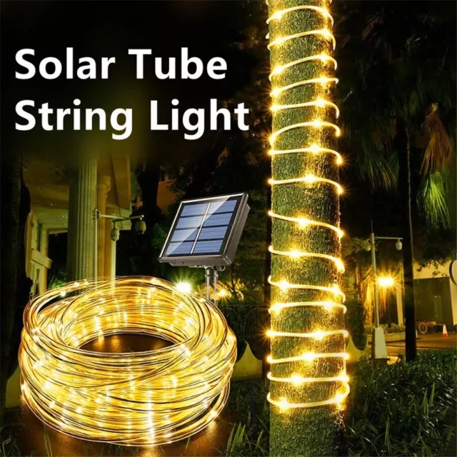 39ft 100LED Solar Rope Tube String Fairy Lights Strip Outdoor Garden Waterproof