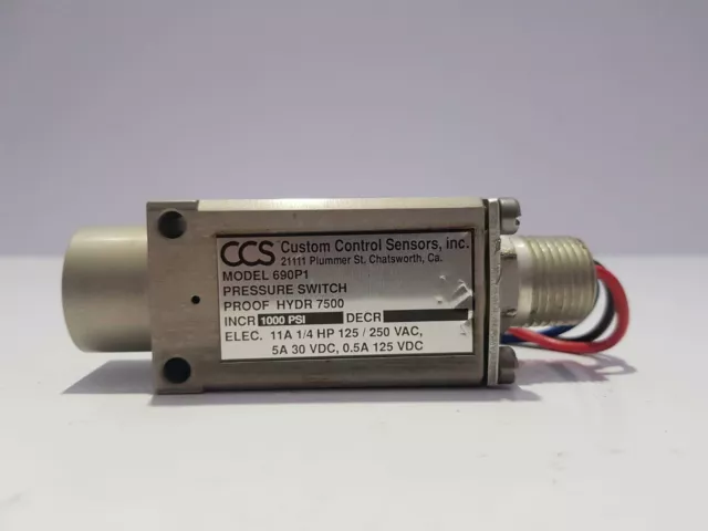 CUSTOM CONTROL SENSORS 690P1 Interruptor de Presión 1000 Psi