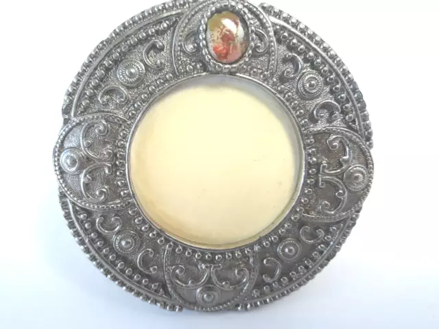 Vintage Miniature Frame Silver Toned Ornate Picture Art Noveau Style 2 Inch