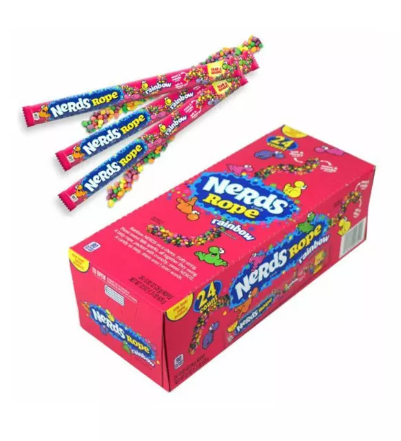 Nerds Rainbow Rope Candy, Soft & Chewy, Sweet & Crunchy 0.92 OZ (Pack Of 24)