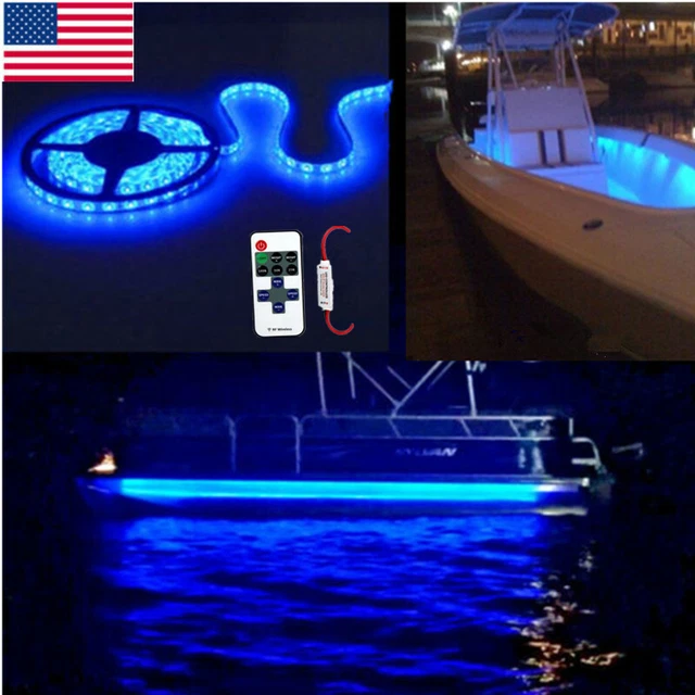 BLUE LED BOAT Light Deck Waterproof 12v Bow Trailer Pontoon Lights Kit
