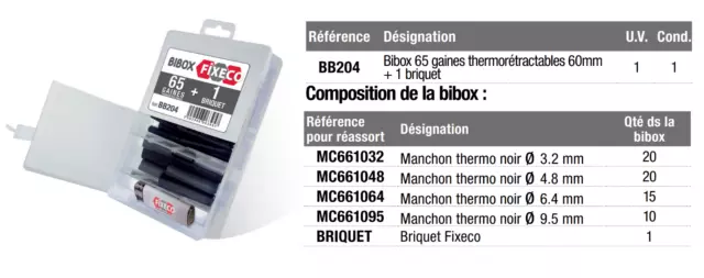 Coffret Bibox 65 gaines thermo + 1 briquet 60 mm Qualité professionnelle