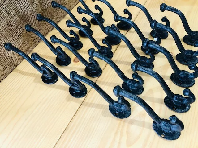 20 CAST IRON Black School Style Coat Hooks Hat Hook Rack Hall Tree Acorn  Hook $39.99 - PicClick