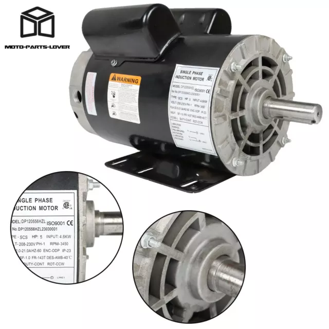 5 HP 1Phase Compressor Duty Electric Motor 230 V 3450 RPM Frame-56HZ 7/8'' Shaft 2