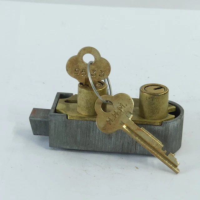 Safe deposit box lock,  Herring Hall & Marvin brand, 002 Aluminum case, RH