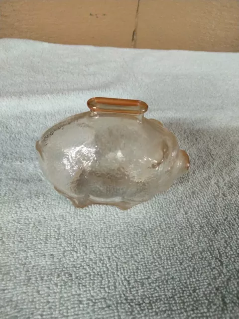 Vintage Anchor Hocking Pig PIGGY BANK  Marigold Amber Carnival Glass NICE