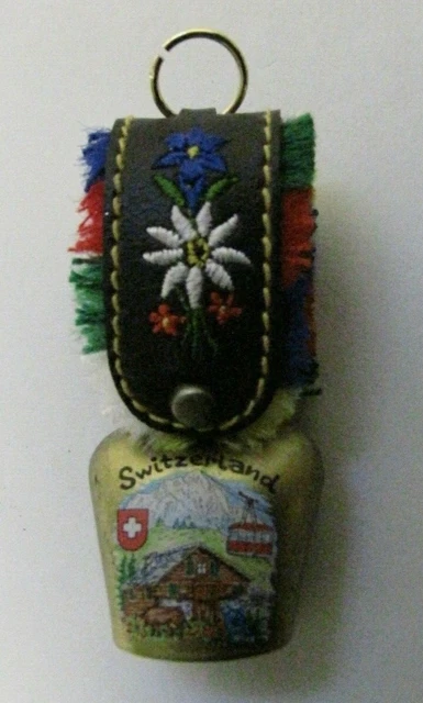 Swiss Dairy milk Cow Edelweiss Iron Bell Switzerland Memorabilia Souvenir