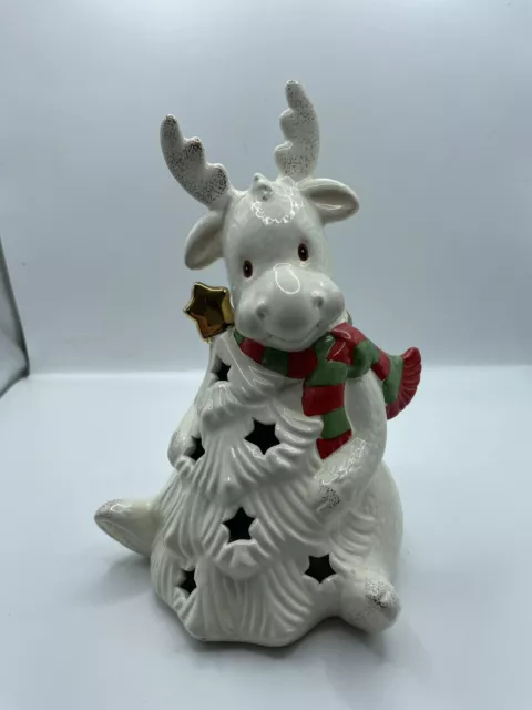Lenox Seasons Sparkle Lit Moose Color Changing Christmas Figurine 7"