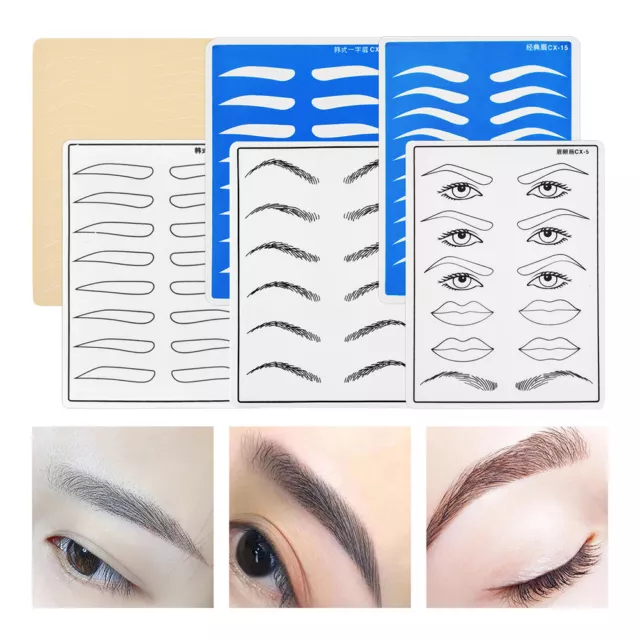 6pcs Tattoo Practice Skin Permanent Makeup Eyebrows Beginner Training Fake Skin 3