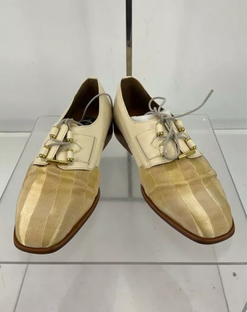 GIORGIO BRUTINI BEIGE Leather Fabric Oxford Shoes 8.5M $17.00 - PicClick