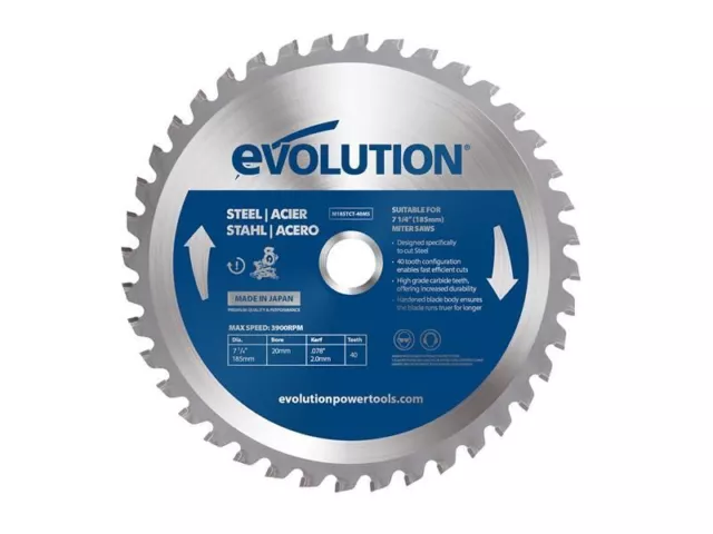 Evolution - Mild Steel Cutting Mitre Saw Blade 185 x 20mm x 40T