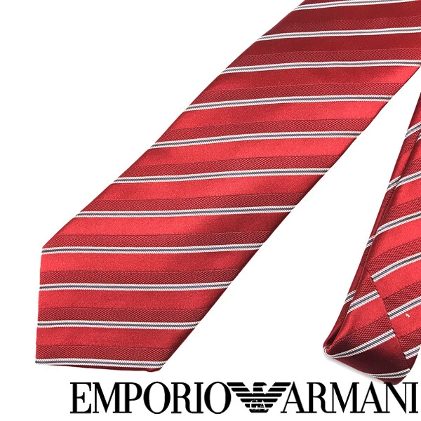 Emporio Armani Tie Brand Red Silver Blue Width Of The Tip 8.5cm a609