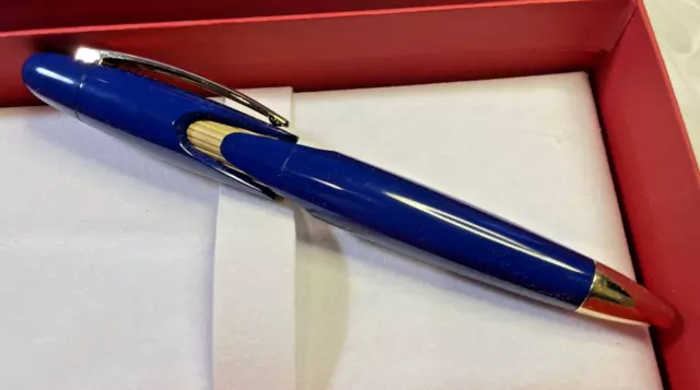 Near Mint in Box Stipula Speed Ballpoint Pen Blue Resin Gold Trim Italy