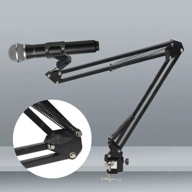 Steel Microphone Suspension Boom Scissor Arm Stand with Mic Clip Holder and