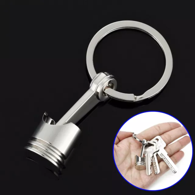 Auto Car Part Silver Metal Piston Keyring Chains Keyring Keychain Keyfob Pendant