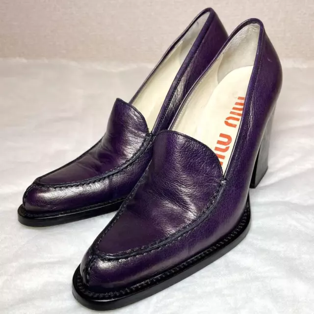 MIU MIU PUMPS Heel Purple Leather 35 $135.45 - PicClick