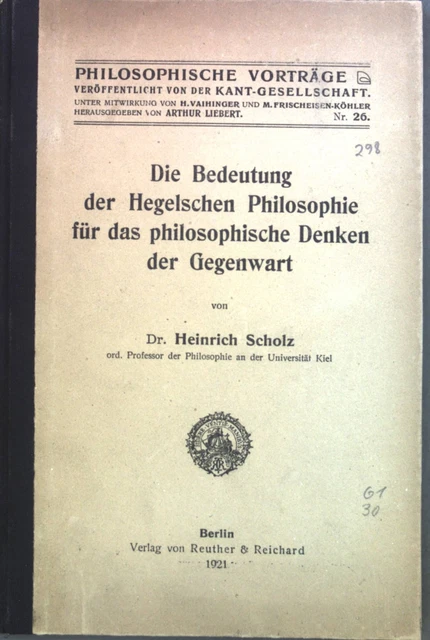 Die Bedeutung der Hegelschen Philosophie für das philosophische Denken der Gegen