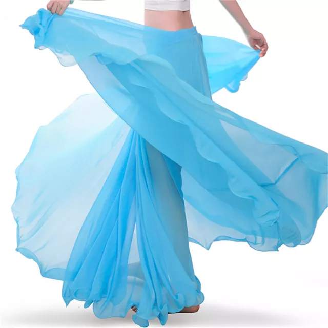 Lady Full Circle Long Skirt Swing Chiffon Belly Dance Costume Oriental Dancewear